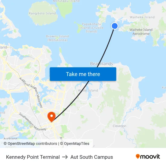 Kennedy Point Terminal to Aut South Campus map