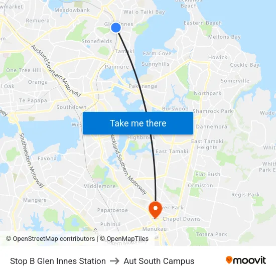 Stop B Glen Innes Station to Aut South Campus map