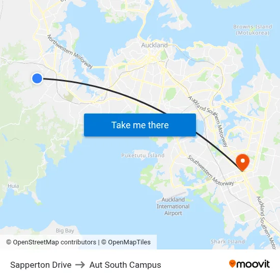 Sapperton Drive to Aut South Campus map