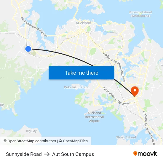 Sunnyside Road to Aut South Campus map