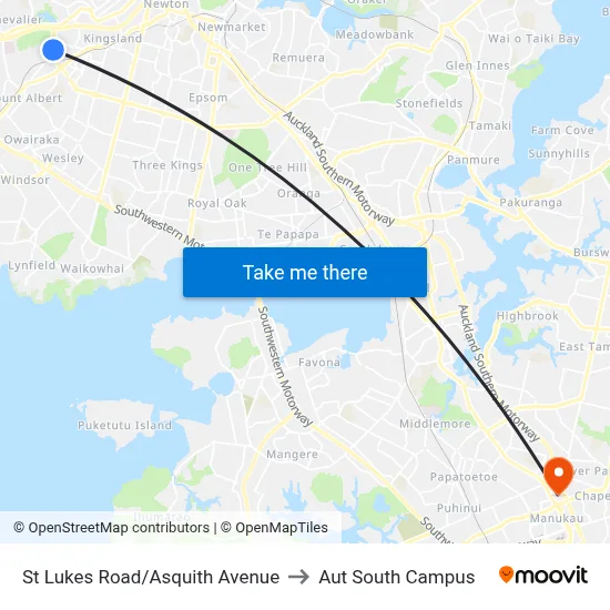 St Lukes Road/Asquith Avenue to Aut South Campus map
