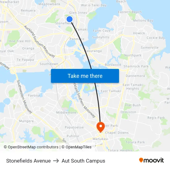Stonefields Avenue to Aut South Campus map