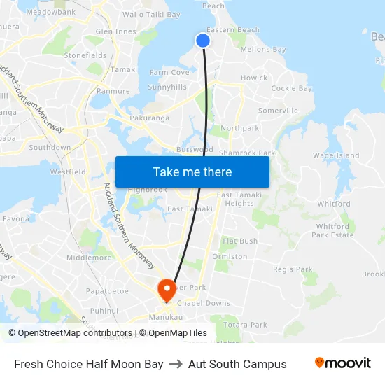 Fresh Choice Half Moon Bay to Aut South Campus map