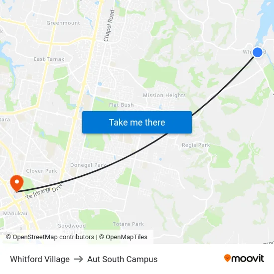 Whitford Village to Aut South Campus map
