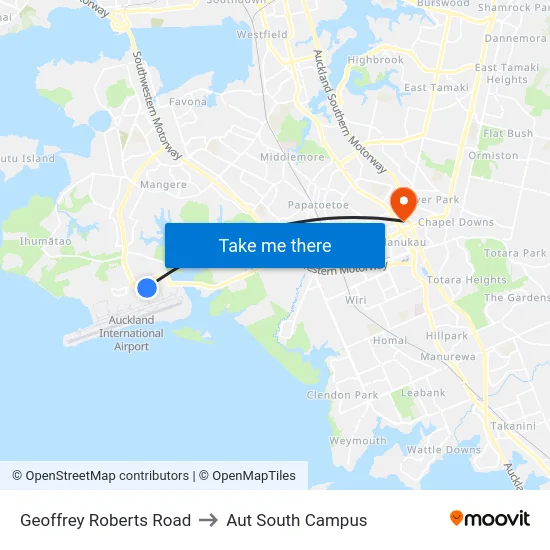 Geoffrey Roberts Road to Aut South Campus map