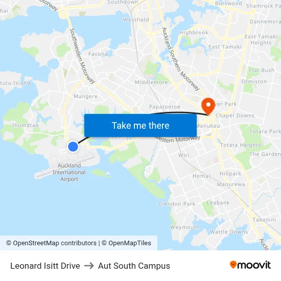 Leonard Isitt Drive to Aut South Campus map