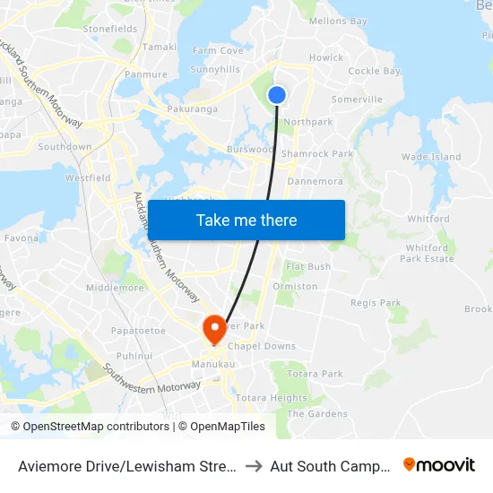 Aviemore Drive/Lewisham Street to Aut South Campus map