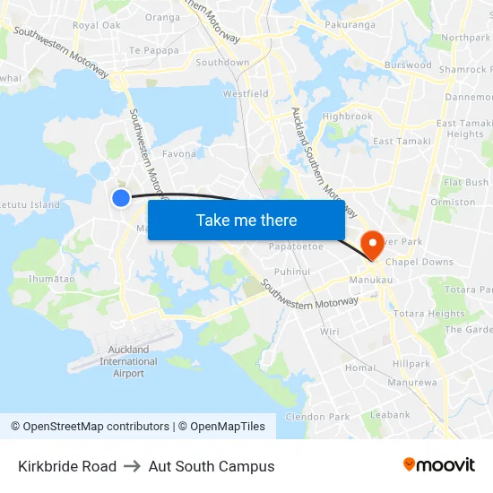 Kirkbride Road to Aut South Campus map
