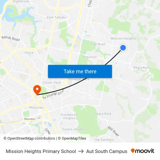 Mission Heights Primary School to Aut South Campus map