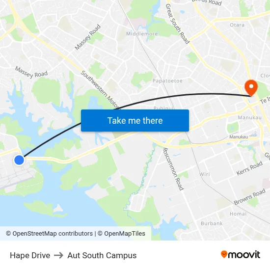 Hape Drive to Aut South Campus map