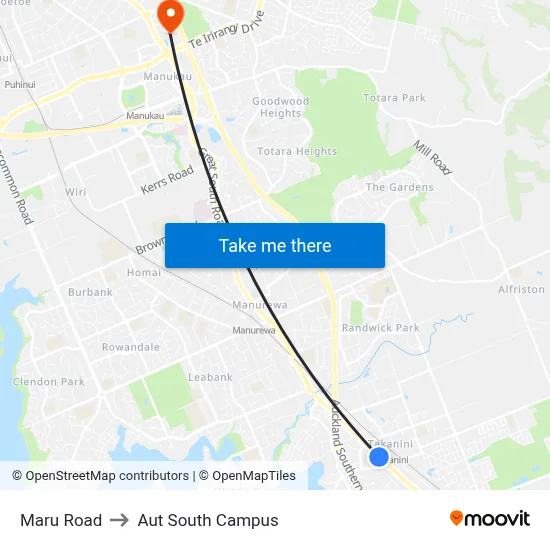 Maru Road to Aut South Campus map
