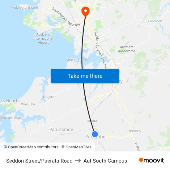 Seddon Street/Paerata Road to Aut South Campus map