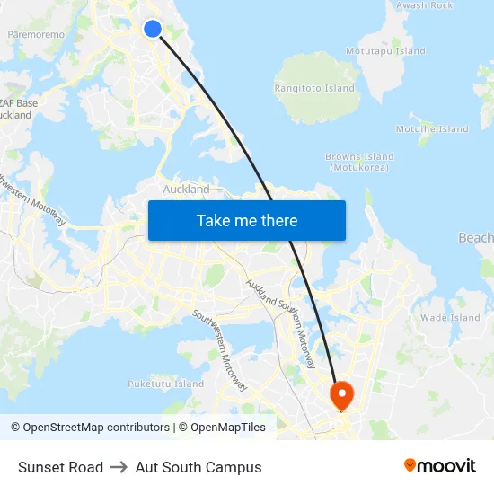 Sunset Road to Aut South Campus map