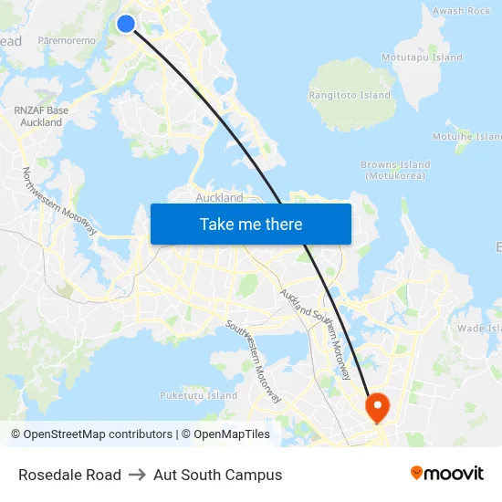 Rosedale Road to Aut South Campus map