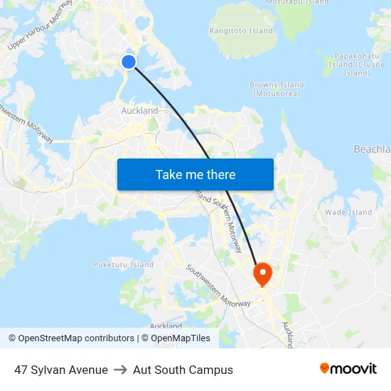 47 Sylvan Avenue to Aut South Campus map
