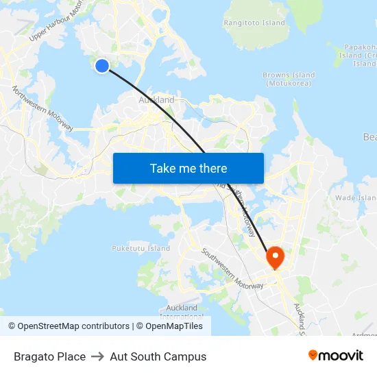 Bragato Place to Aut South Campus map