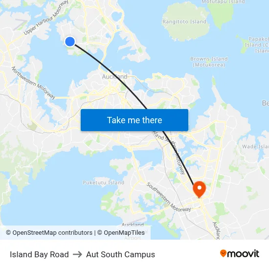 Island Bay Road to Aut South Campus map