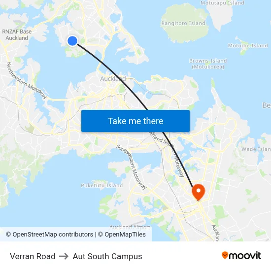 Verran Road to Aut South Campus map
