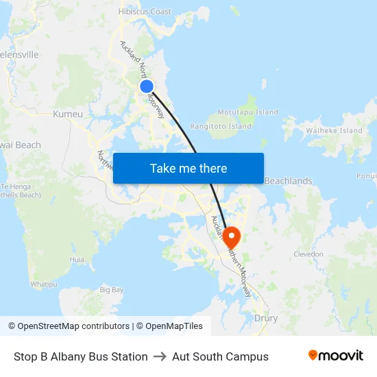 Stop B Albany Bus Station to Aut South Campus map