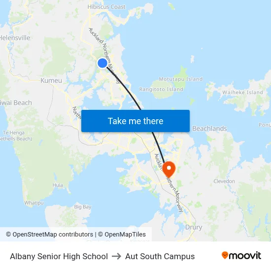 Albany Senior High School to Aut South Campus map
