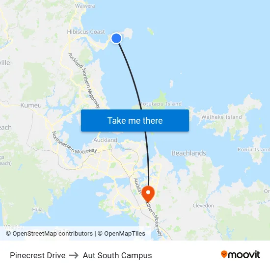 Pinecrest Drive to Aut South Campus map