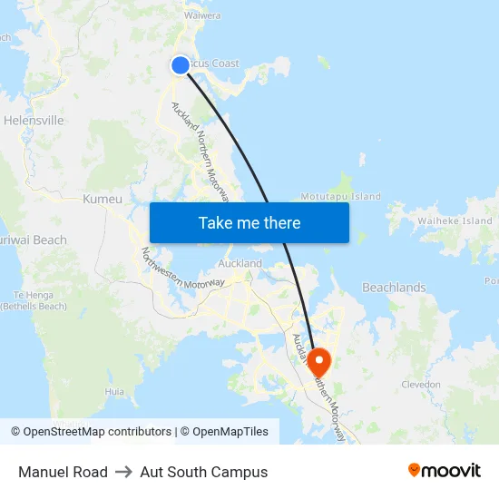 Manuel Road to Aut South Campus map