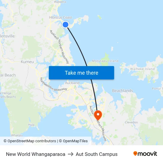 New World Whangaparaoa to Aut South Campus map