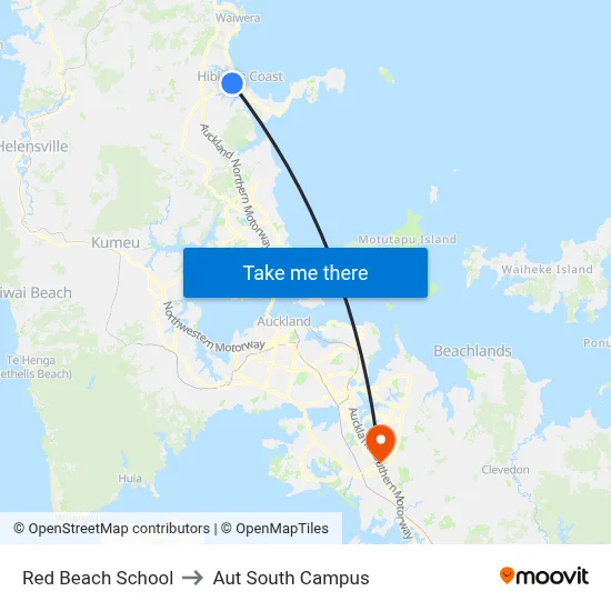 Red Beach School to Aut South Campus map