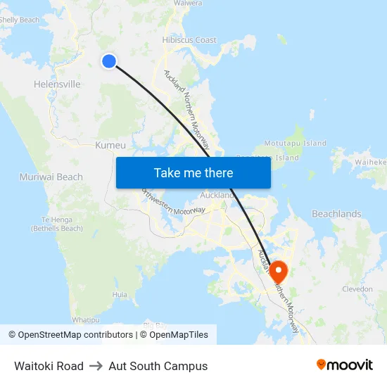 Waitoki Road to Aut South Campus map