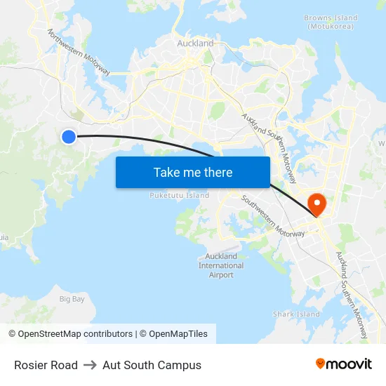 Rosier Road to Aut South Campus map