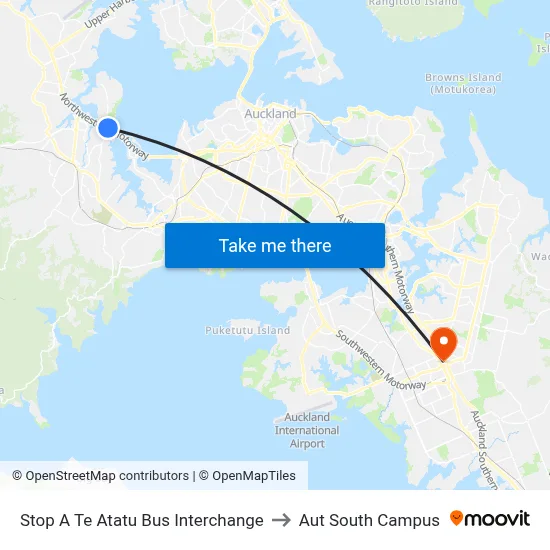 Stop A Te Atatu Bus Interchange to Aut South Campus map