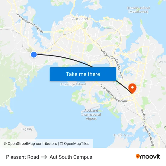 Pleasant Road to Aut South Campus map