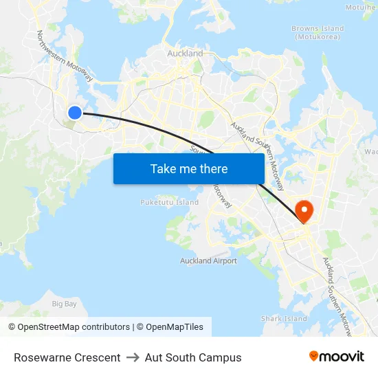 Rosewarne Crescent to Aut South Campus map