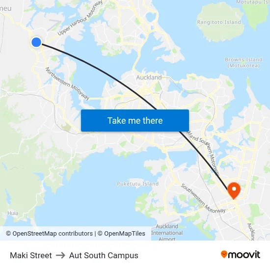 Maki Street to Aut South Campus map