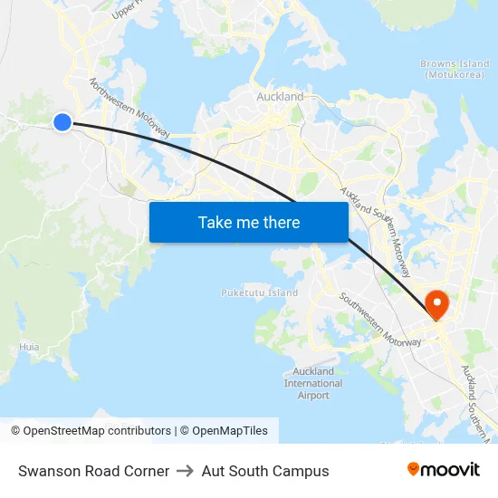 Swanson Road Corner to Aut South Campus map
