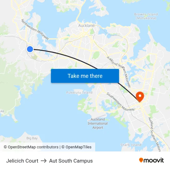Jelicich Court to Aut South Campus map