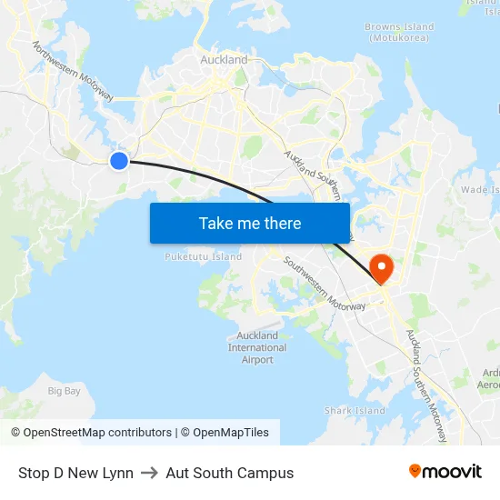 Stop D New Lynn to Aut South Campus map