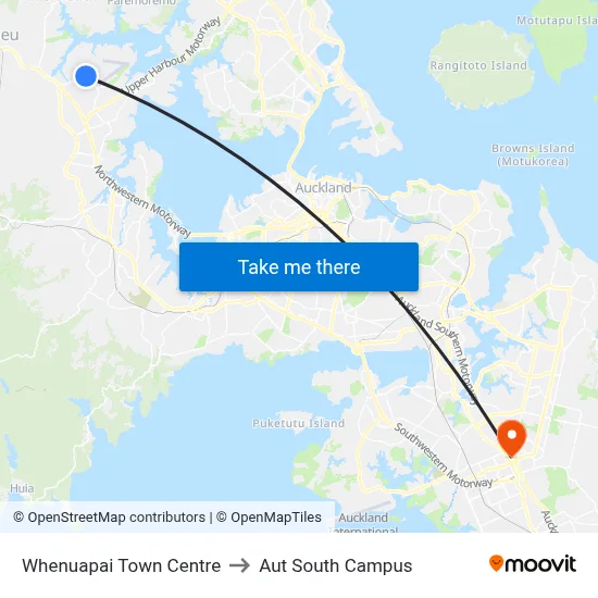 Whenuapai Town Centre to Aut South Campus map