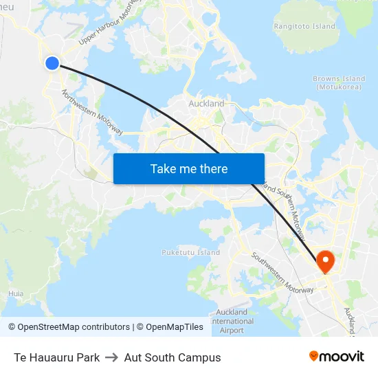 Te Hauauru Park to Aut South Campus map