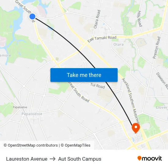 Laureston Avenue to Aut South Campus map