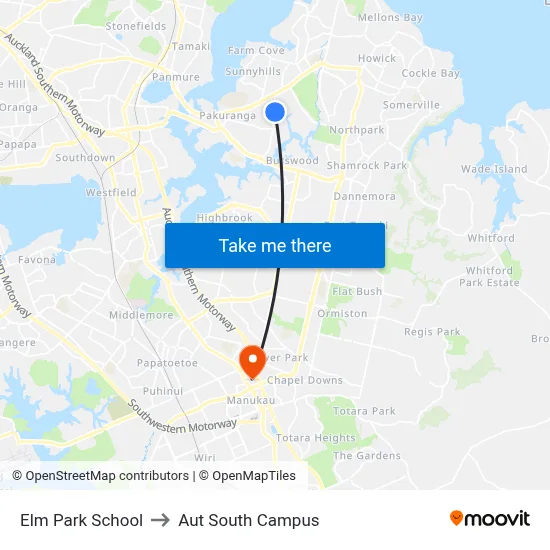 Elm Park School to Aut South Campus map