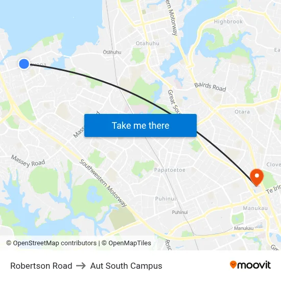 Robertson Road to Aut South Campus map