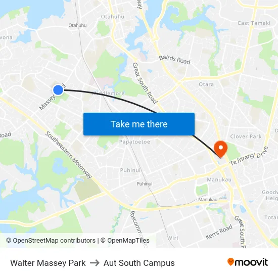 Walter Massey Park to Aut South Campus map