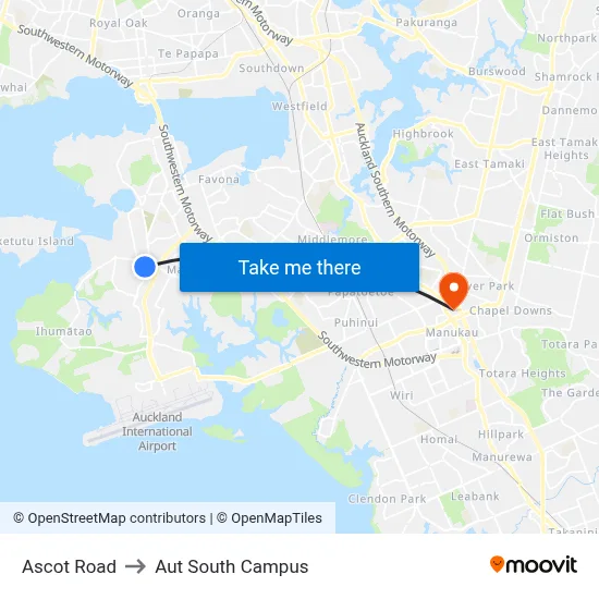 Ascot Road to Aut South Campus map