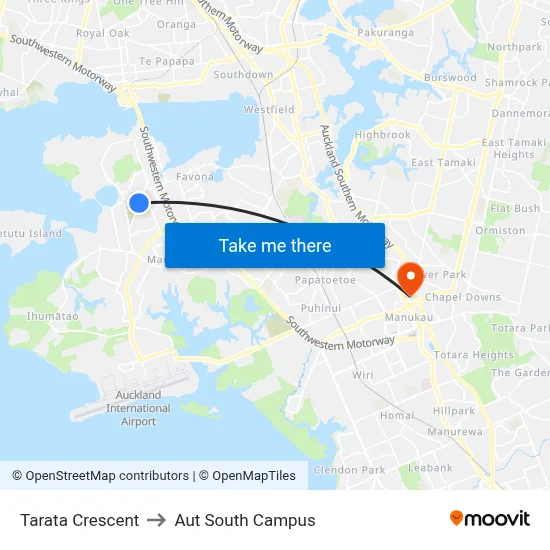 Tarata Crescent to Aut South Campus map