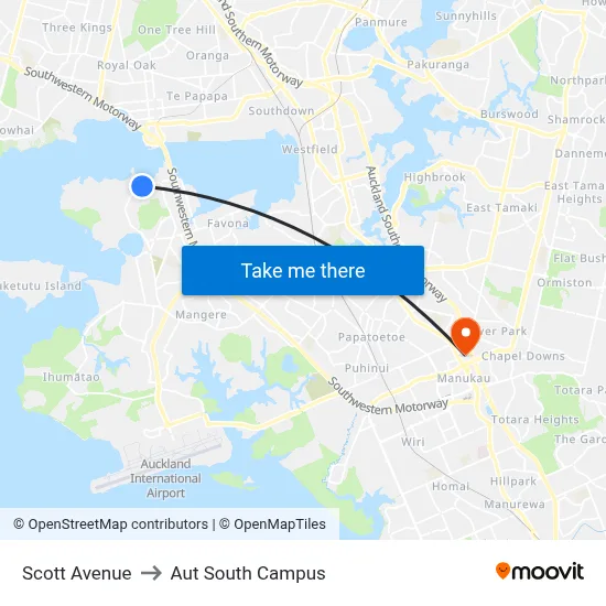 Scott Avenue to Aut South Campus map