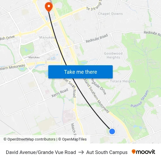 David Avenue/Grande Vue Road to Aut South Campus map