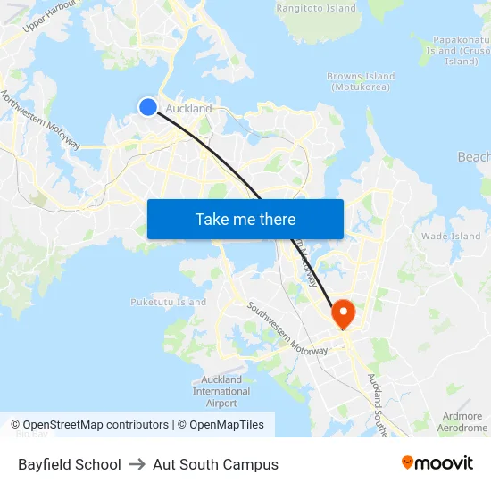 Bayfield School to Aut South Campus map