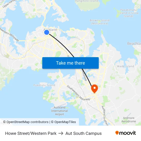 Howe Street/Western Park to Aut South Campus map