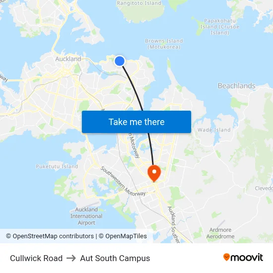 Cullwick Road to Aut South Campus map